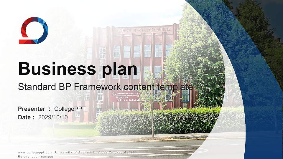University of Applied Sciences Zwickau – Reichenbach campus Competition/Entrepreneurship Contest PPT Template16:9 ratio PPT effect preview image