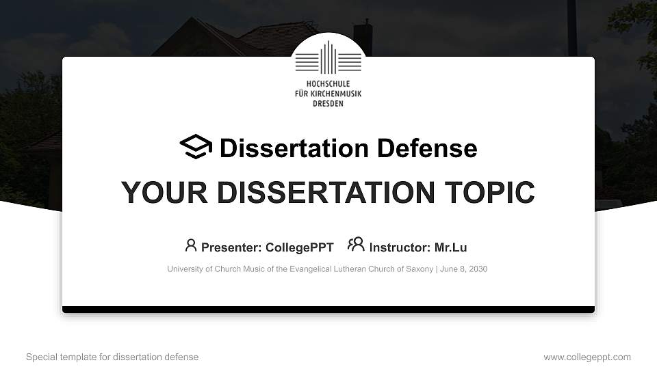 University of Church Music of the Evangelical Lutheran Church of Saxony Graduation Thesis Defense PPT Template16:9 ratio PPT effect preview image