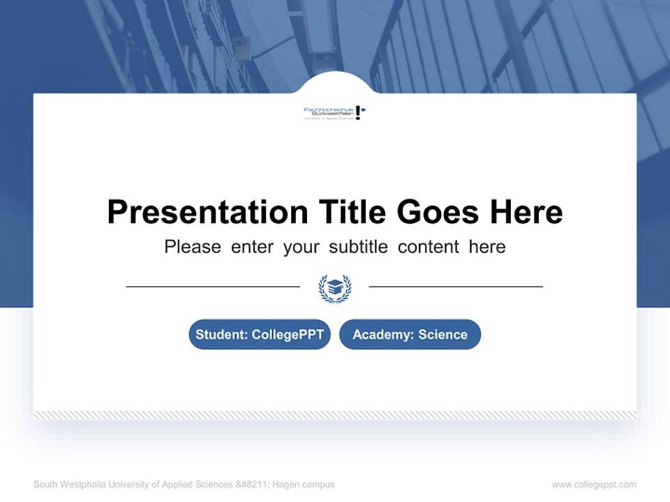 South Westphalia University of Applied Sciences – Hagen campus National Scholarship Defense PPT Template4:3 ratio PPT effect preview image4