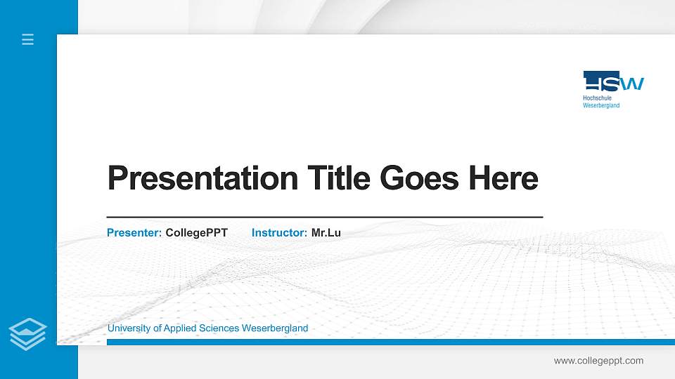 University of Applied Sciences Weserbergland Thesis Proposal/Graduation Defense PPT Template16:9 ratio PPT effect preview image