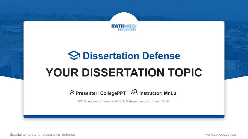 RWTH Aachen University – Melaten campus Graduation Thesis Defense PPT Template16:9 ratio PPT effect preview image