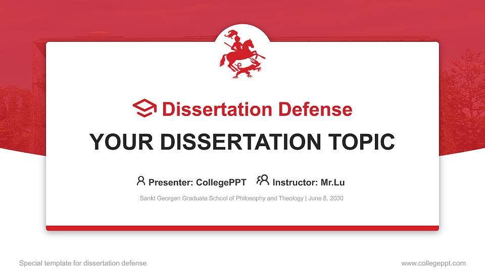 Sankt Georgen Graduate School of Philosophy and Theology Graduation Thesis Defense PPT Template16:9 ratio PPT effect preview image
