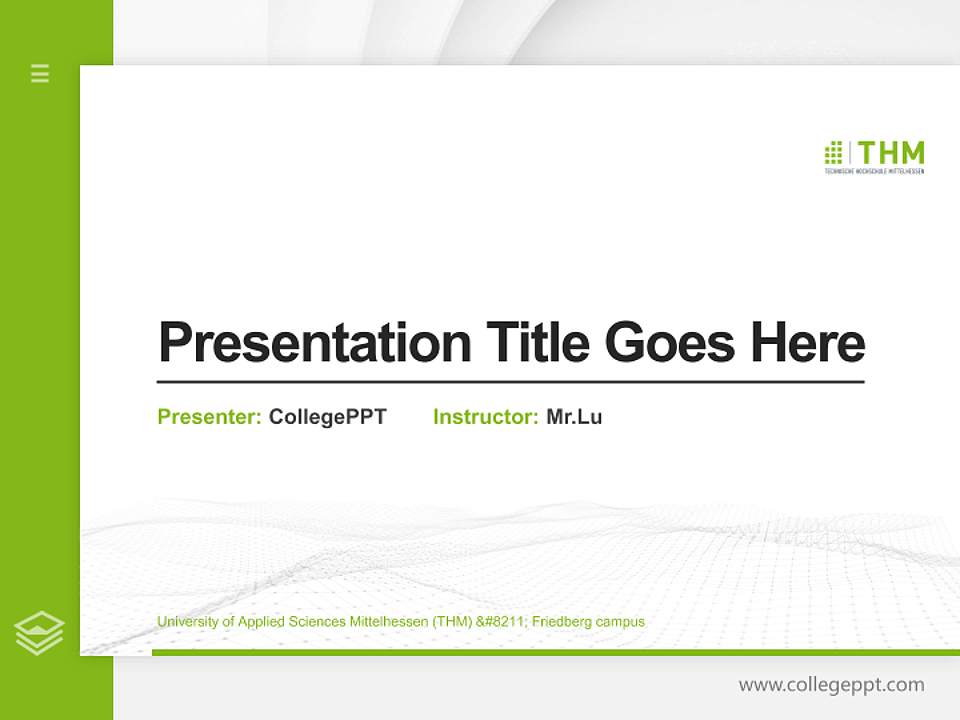 University of Applied Sciences Mittelhessen (THM) – Friedberg campus Thesis Proposal/Graduation Defense PPT Template4:3 ratio PPT effect preview image5