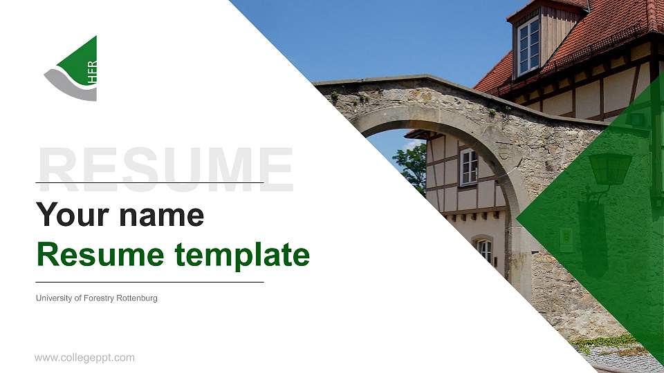 University of Forestry Rottenburg Resume PPT Template16:9 ratio PPT effect preview image