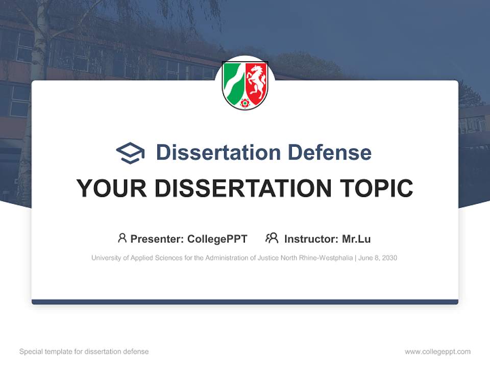 University of Applied Sciences for the Administration of Justice North Rhine-Westphalia Graduation Thesis Defense PPT Template4:3 ratio PPT effect preview image7