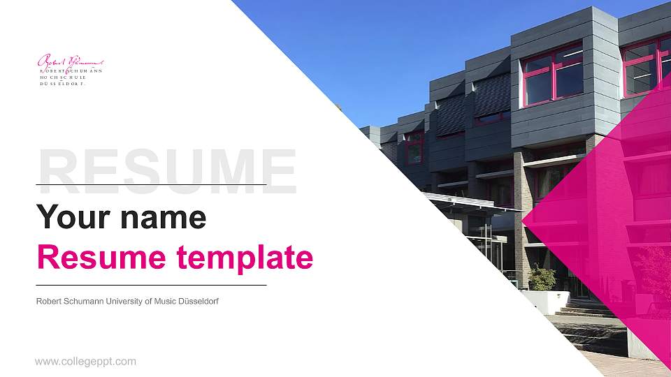 Robert Schumann University of Music Düsseldorf Resume PPT Template16:9 ratio PPT effect preview image