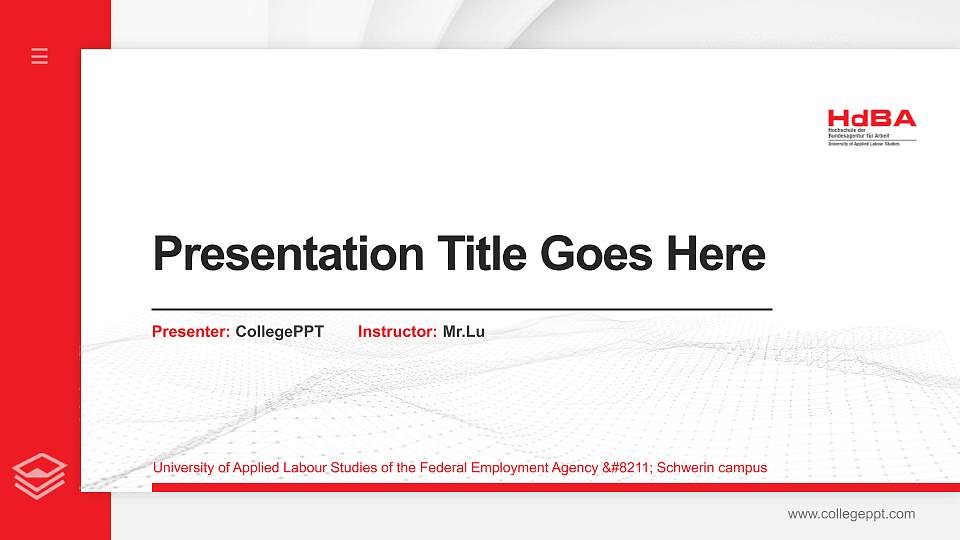 University of Applied Labour Studies of the Federal Employment Agency – Schwerin campus Thesis Proposal/Graduation Defense PPT Template16:9 ratio PPT effect preview image