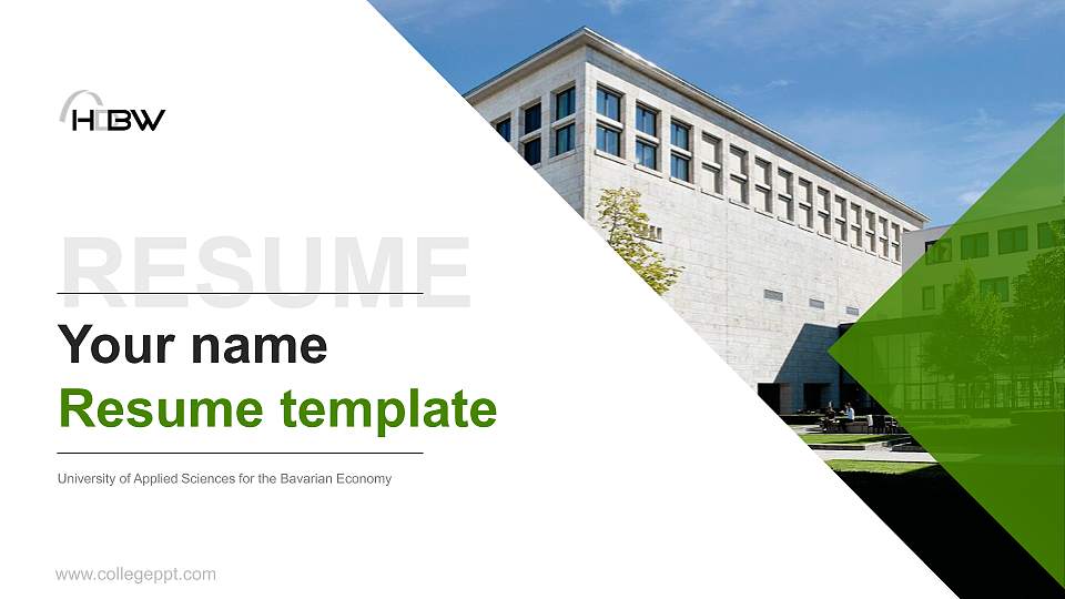 University of Applied Sciences for the Bavarian Economy Resume PPT Template16:9 ratio PPT effect preview image