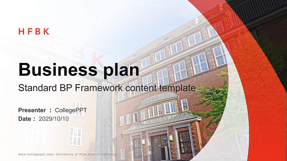 University of Fine Arts of Hamburg Competition/Entrepreneurship Contest PPT Template16:9 ratio PPT effect preview image