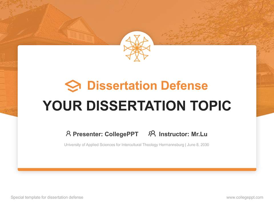 University of Applied Sciences for Intercultural Theology Hermannsburg Graduation Thesis Defense PPT Template4:3 ratio PPT effect preview image7