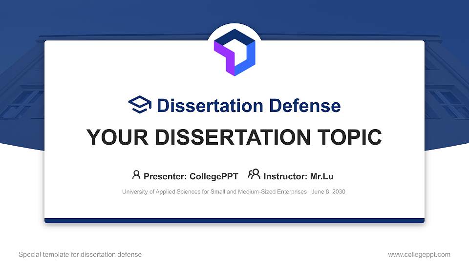 University of Applied Sciences for Small and Medium-Sized Enterprises Graduation Thesis Defense PPT Template16:9 ratio PPT effect preview image