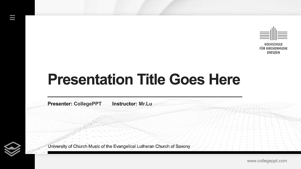 University of Church Music of the Evangelical Lutheran Church of Saxony Thesis Proposal/Graduation Defense PPT Template16:9 ratio PPT effect preview image