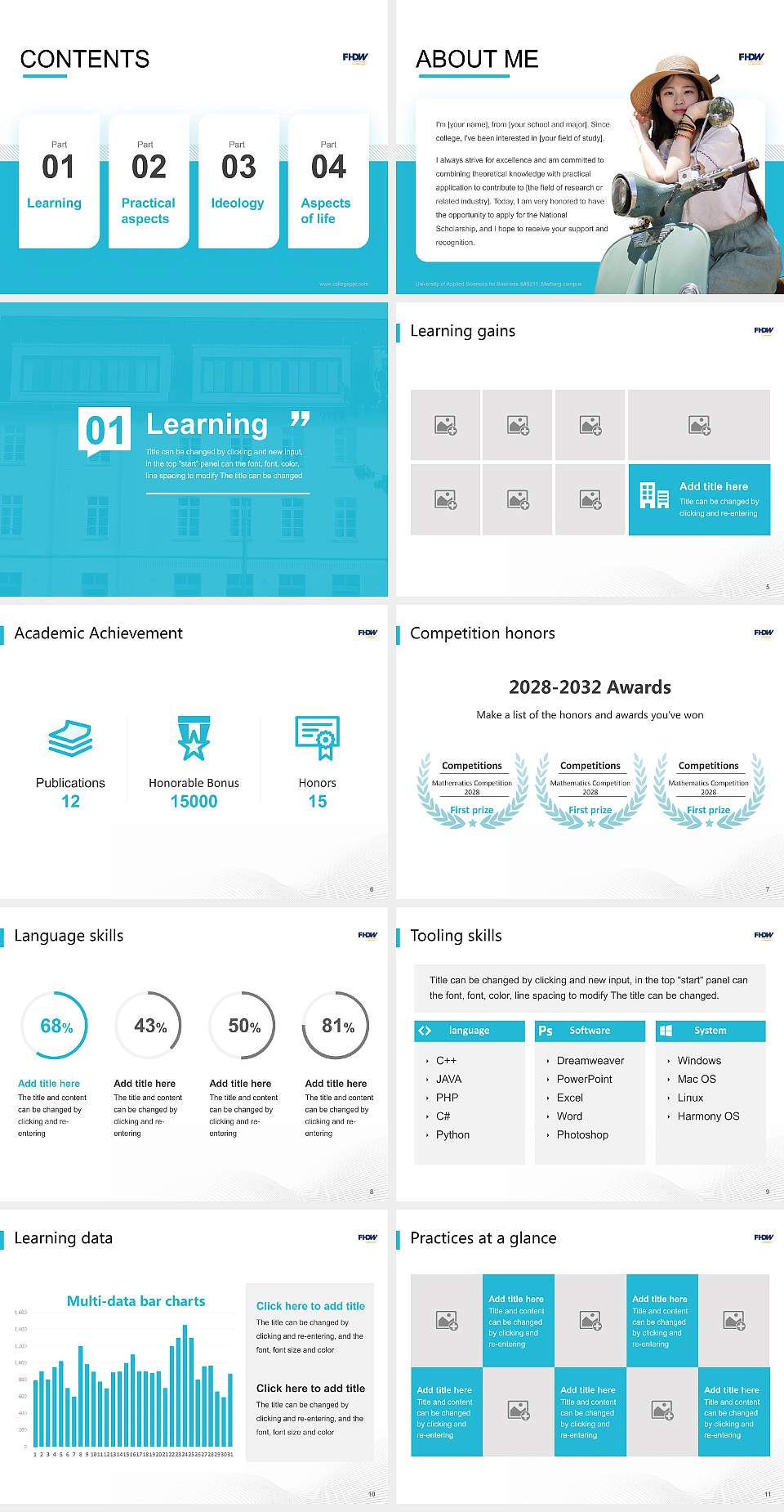 University of Applied Sciences for Business – Marburg campus National Scholarship Defense PPT Template4:3 ratio PPT effect preview image2
