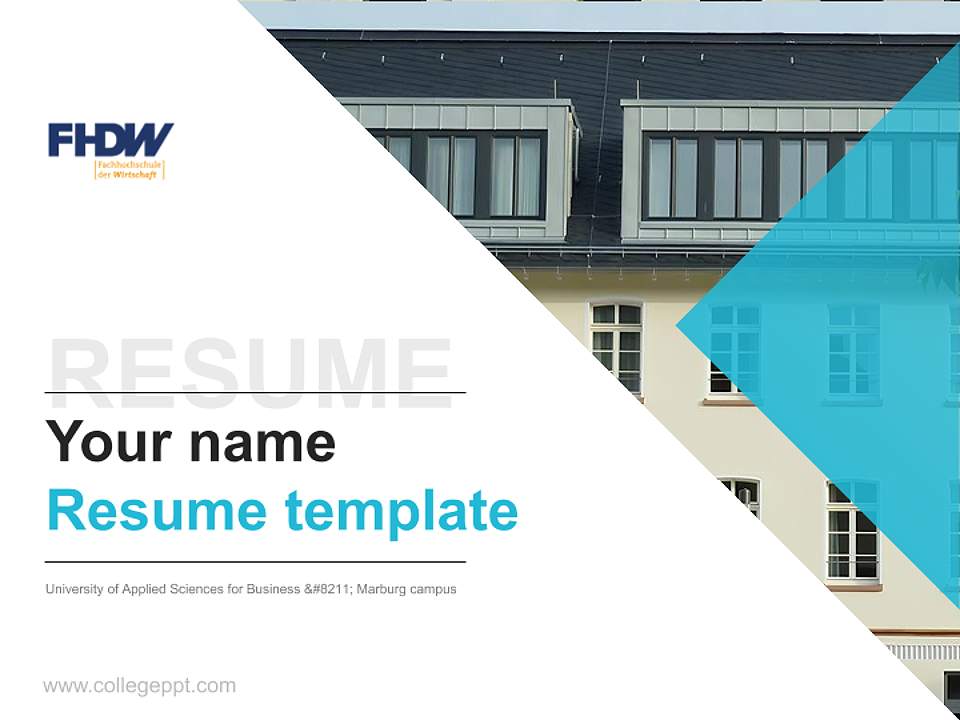 University of Applied Sciences for Business – Marburg campus Resume PPT Template4:3 ratio PPT effect preview image5