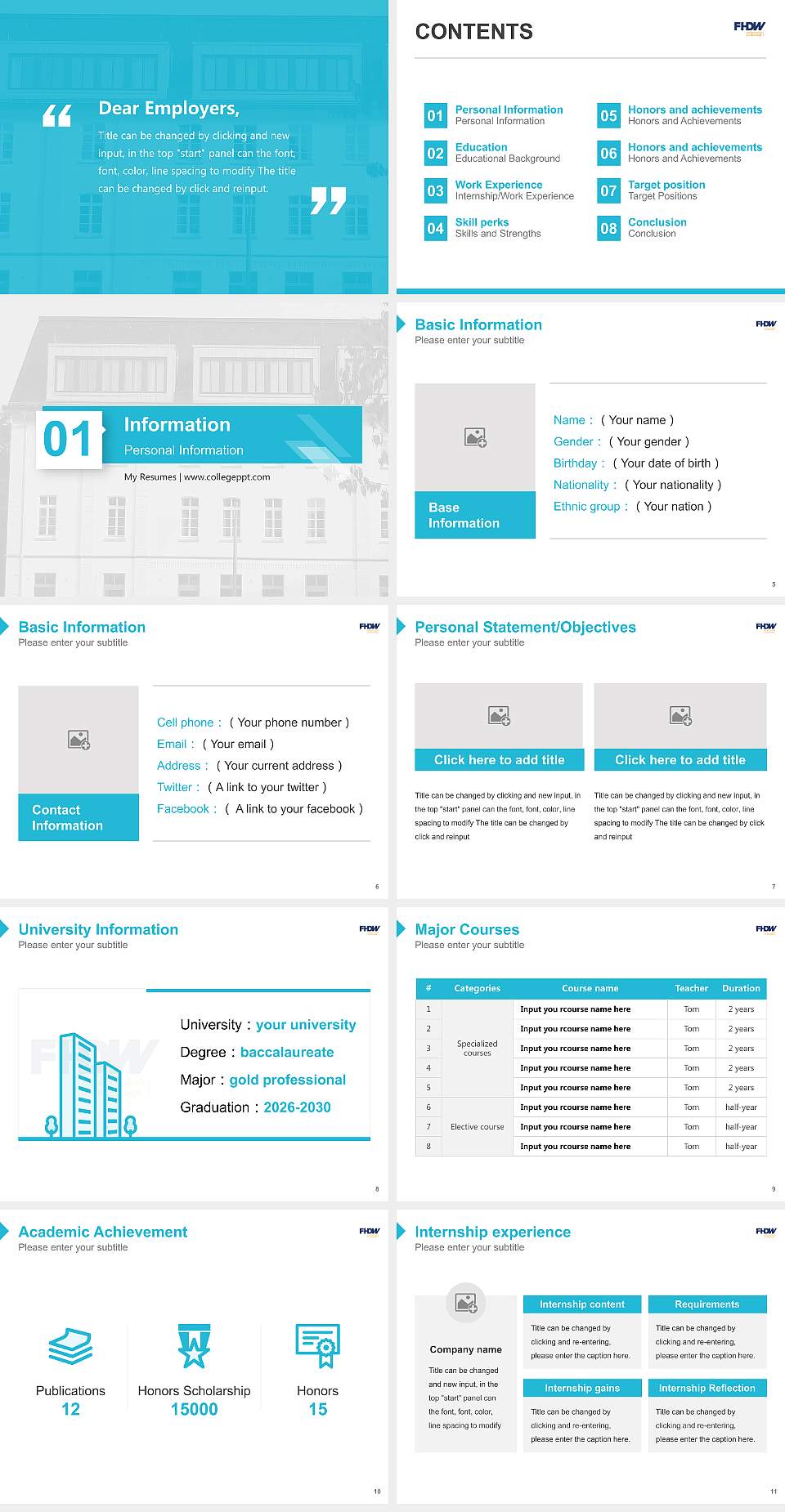 University of Applied Sciences for Business – Marburg campus Resume PPT Template4:3 ratio PPT effect preview image2