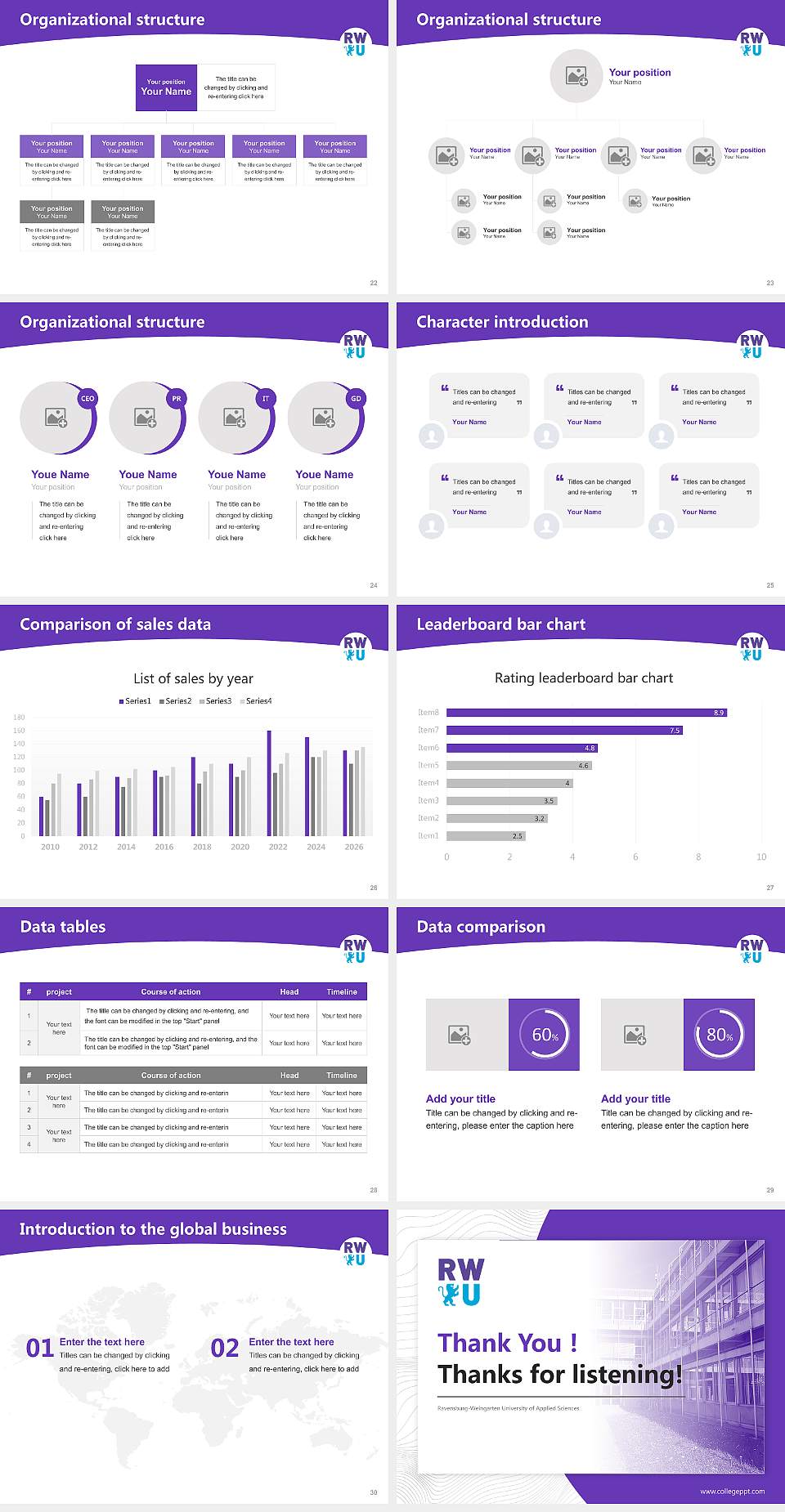 Ravensburg-Weingarten University of Applied Sciences Academic Presentation/Research Findings Report PPT Template4:3 ratio PPT effect preview image4