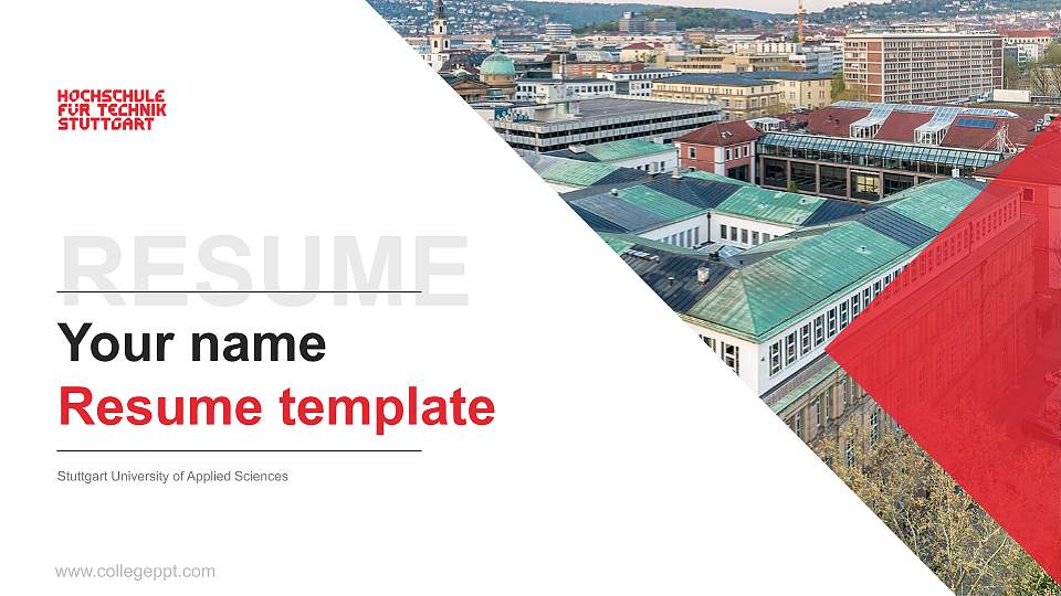 Stuttgart University of Applied Sciences Resume PPT Template16:9 ratio PPT effect preview image