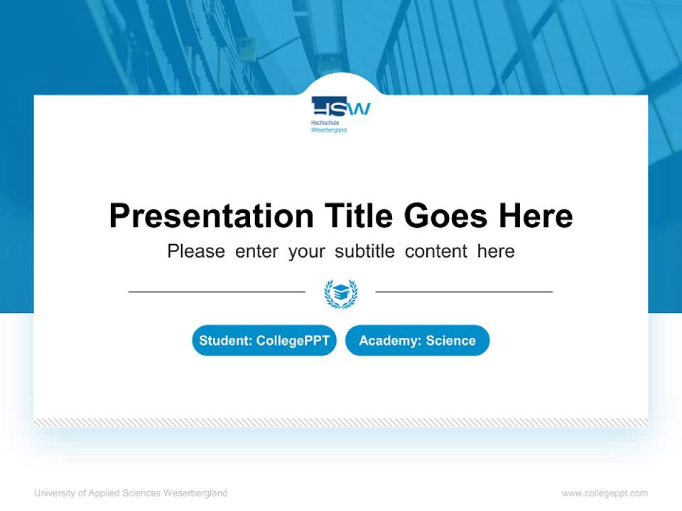 University of Applied Sciences Weserbergland National Scholarship Defense PPT Template4:3 ratio PPT effect preview image4