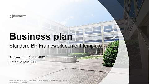 Reutlingen University – Technology, Business, Informatics, Design Competition/Entrepreneurship Contest PPT Template