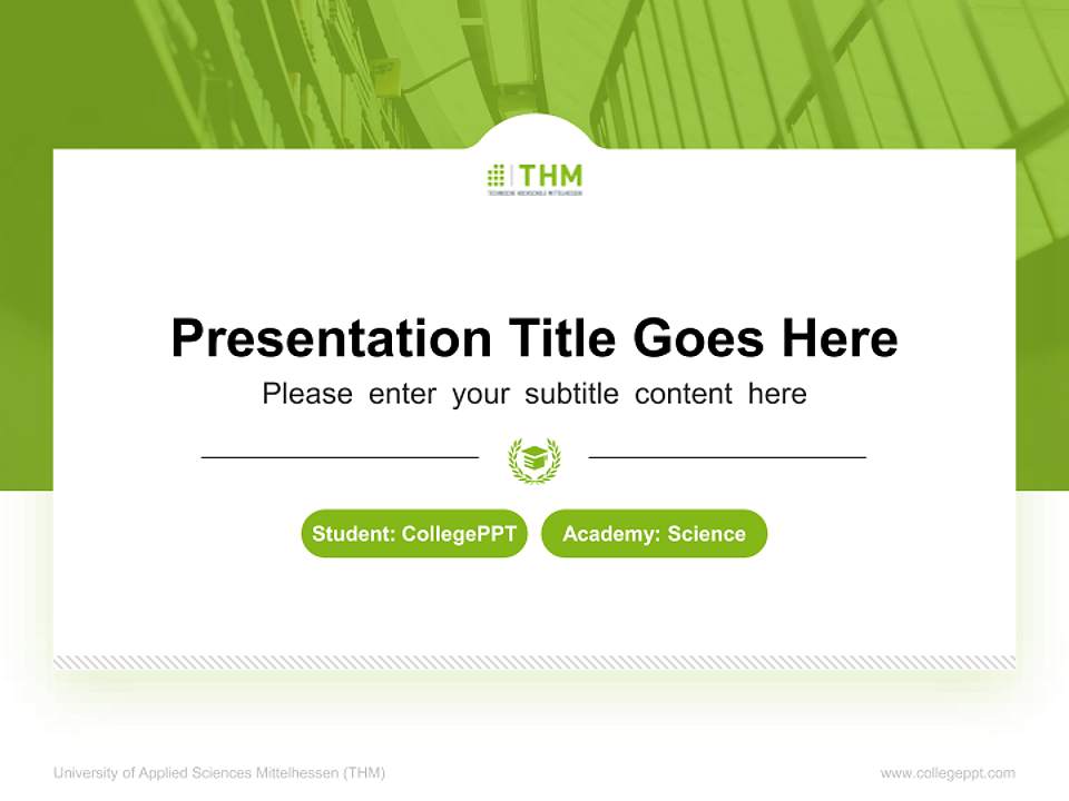 University of Applied Sciences Mittelhessen (THM) National Scholarship Defense PPT Template4:3 ratio PPT effect preview image4