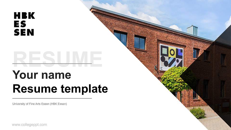 University of Fine Arts Essen (HBK Essen) Resume PPT Template16:9 ratio PPT effect preview image