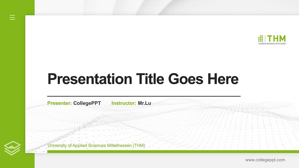 University of Applied Sciences Mittelhessen (THM) Thesis Proposal/Graduation Defense PPT Template16:9 ratio PPT effect preview image