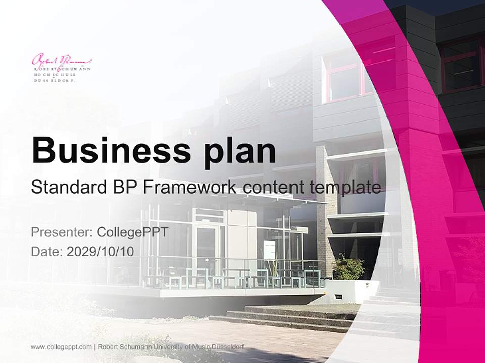 Robert Schumann University of Music Düsseldorf Competition/Entrepreneurship Contest PPT Template4:3 ratio PPT effect preview image9