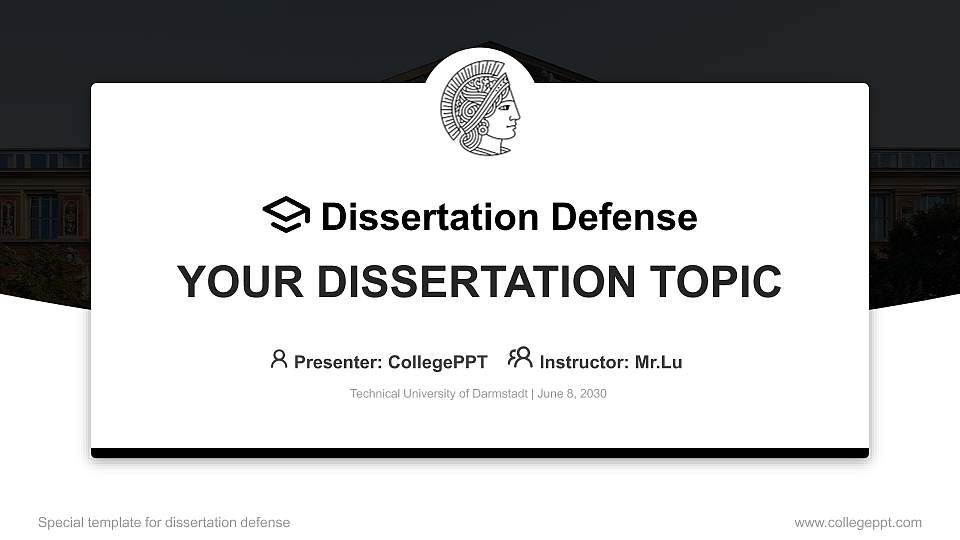 Technical University of Darmstadt Graduation Thesis Defense PPT Template16:9 ratio PPT effect preview image
