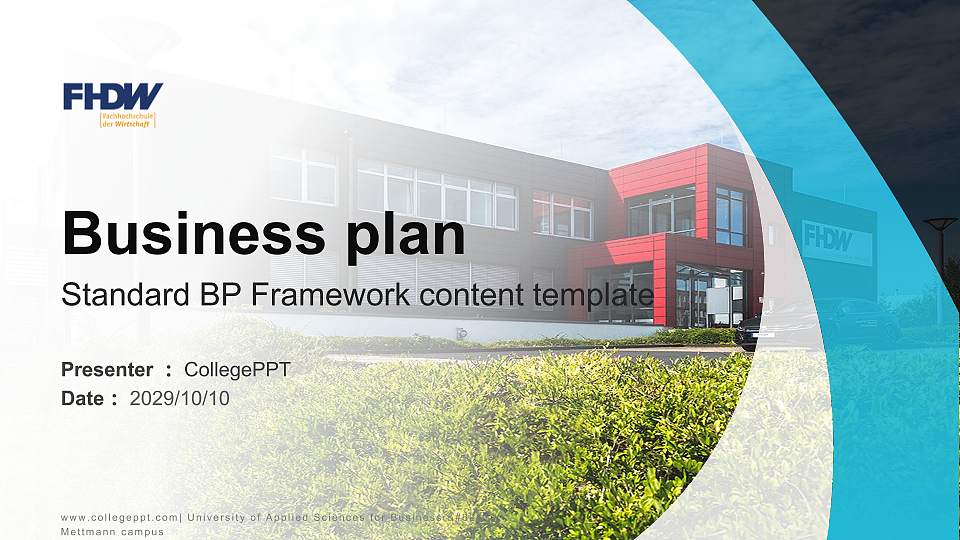 University of Applied Sciences for Business – Mettmann campus Competition/Entrepreneurship Contest PPT Template16:9 ratio PPT effect preview image
