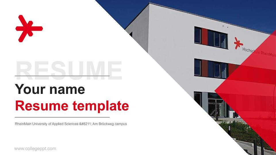 RheinMain University of Applied Sciences – Am Brückweg campus Resume PPT Template16:9 ratio PPT effect preview image