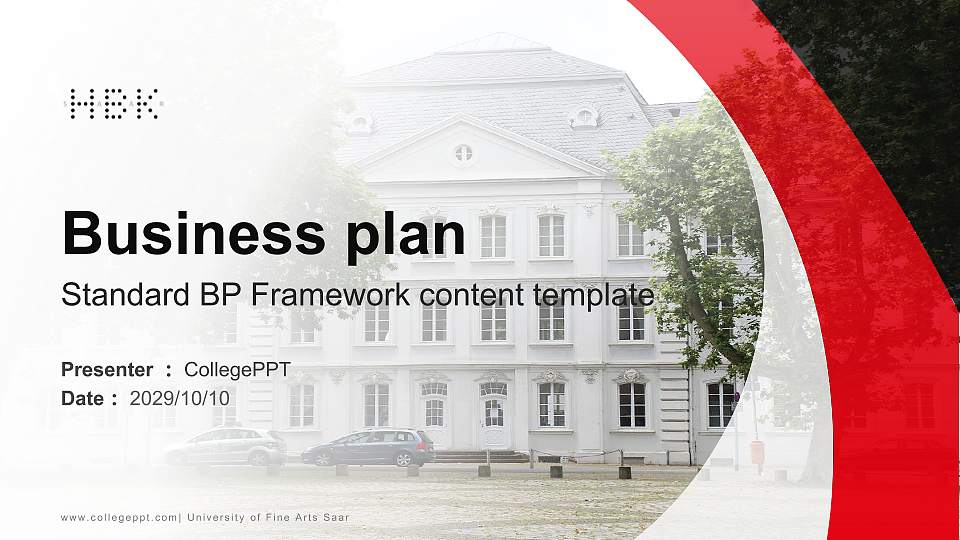 University of Fine Arts Saar Competition/Entrepreneurship Contest PPT Template16:9 ratio PPT effect preview image