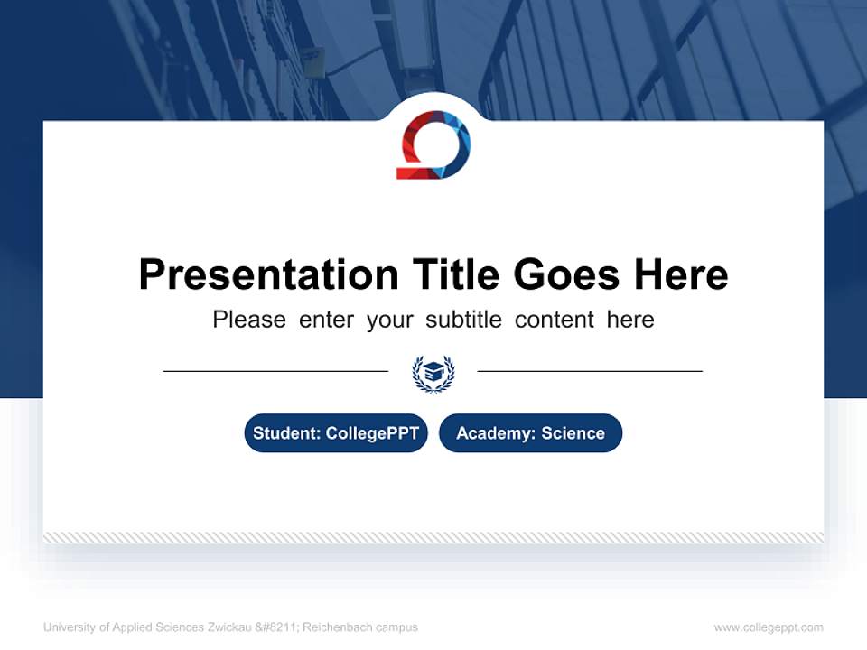 University of Applied Sciences Zwickau – Reichenbach campus National Scholarship Defense PPT Template4:3 ratio PPT effect preview image4