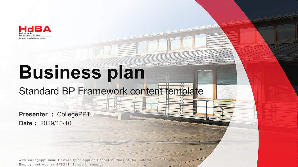 University of Applied Labour Studies of the Federal Employment Agency – Schwerin campus Competition/Entrepreneurship Contest PPT Template16:9 ratio PPT effect preview image