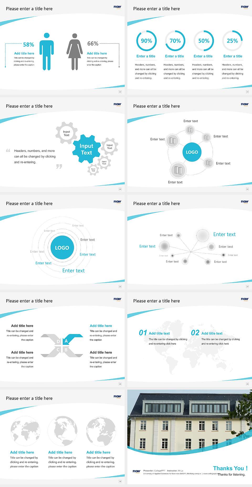 University of Applied Sciences for Business – Marburg campus Course/Courseware Creation PPT Template4:3 ratio PPT effect preview image4