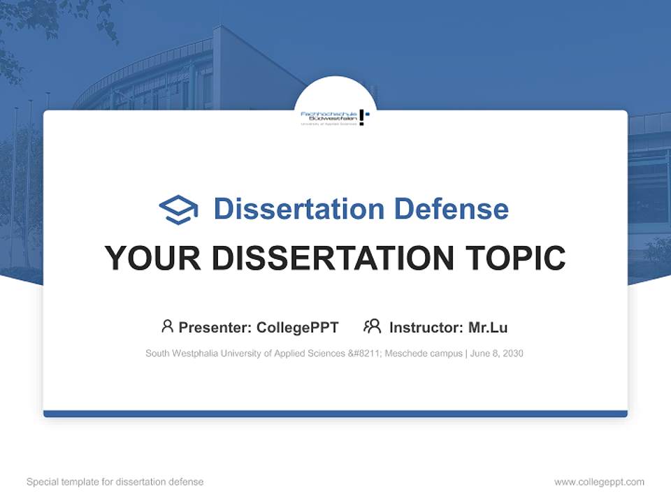 South Westphalia University of Applied Sciences – Meschede campus Graduation Thesis Defense PPT Template4:3 ratio PPT effect preview image7