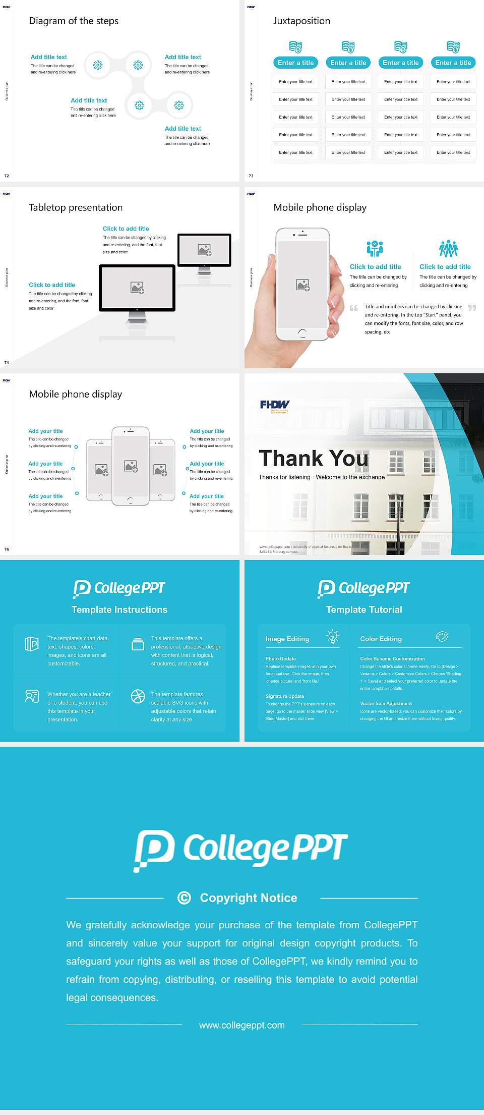 University of Applied Sciences for Business – Marburg campus Competition/Entrepreneurship Contest PPT Template4:3 ratio PPT effect preview image9