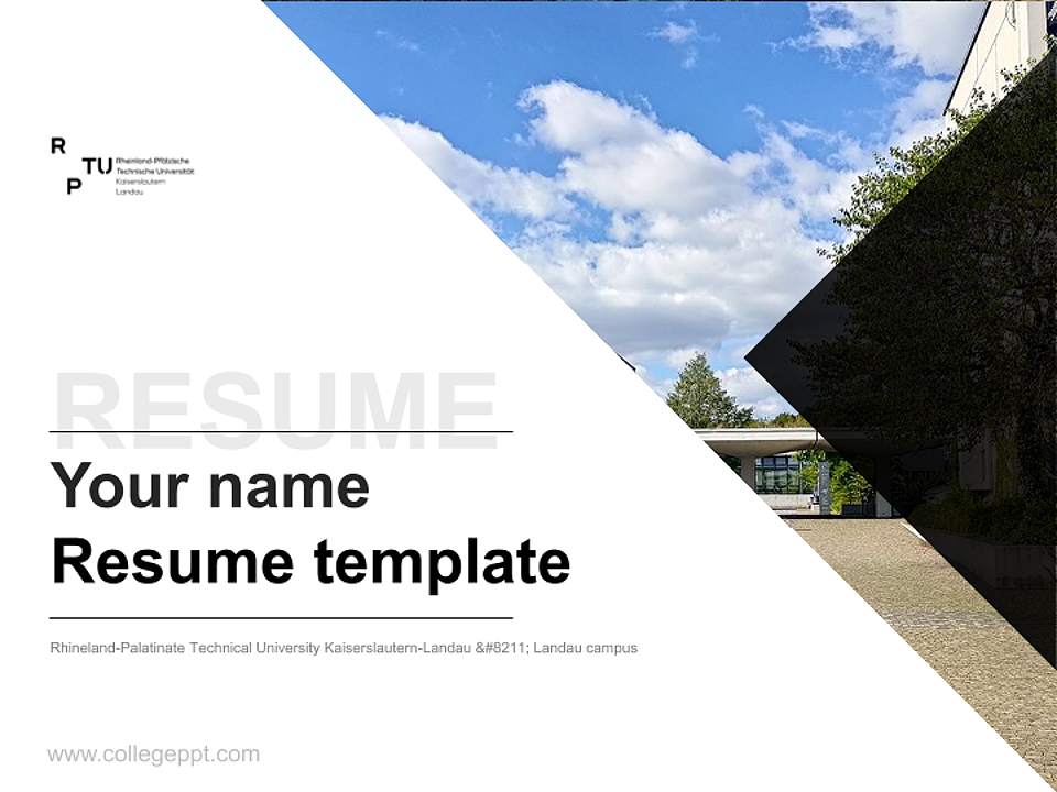 Rhineland-Palatinate Technical University Kaiserslautern-Landau – Landau campus Resume PPT Template4:3 ratio PPT effect preview image5