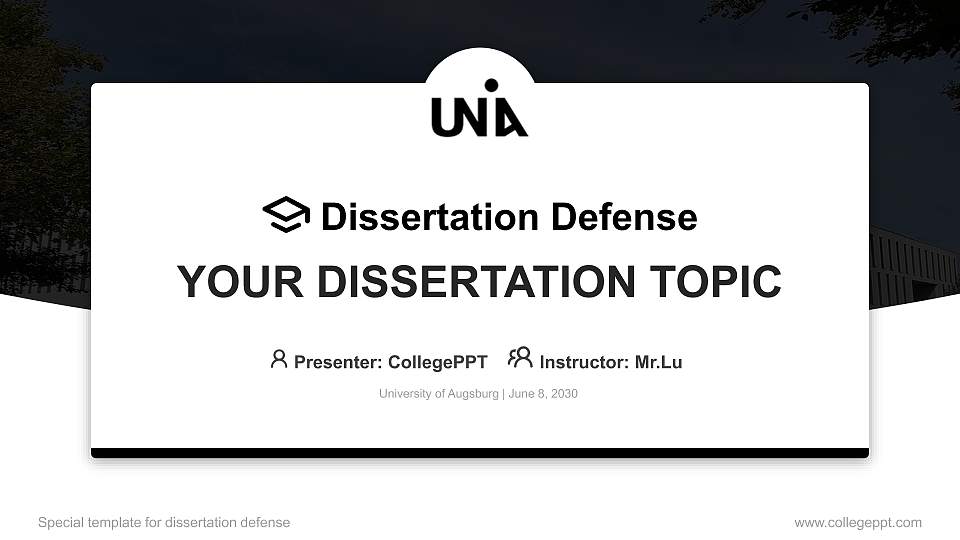 University of Augsburg Graduation Thesis Defense PPT Template16:9 ratio PPT effect preview image