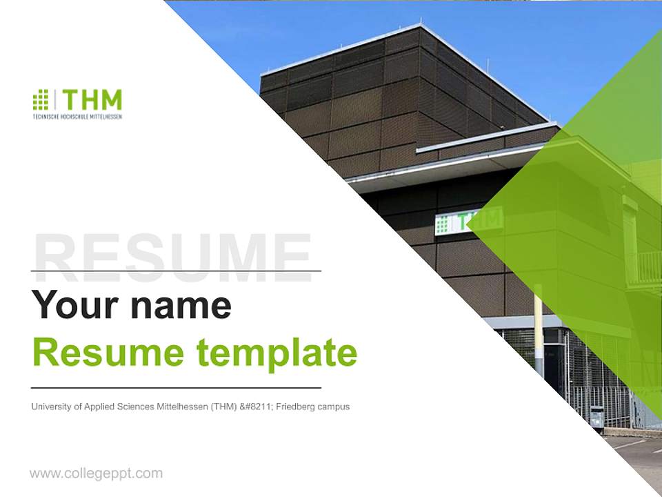 University of Applied Sciences Mittelhessen (THM) – Friedberg campus Resume PPT Template4:3 ratio PPT effect preview image5