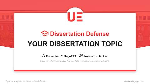 University of Europe for Applied Sciences – Hamburg campus Graduation Thesis Defense PPT Template