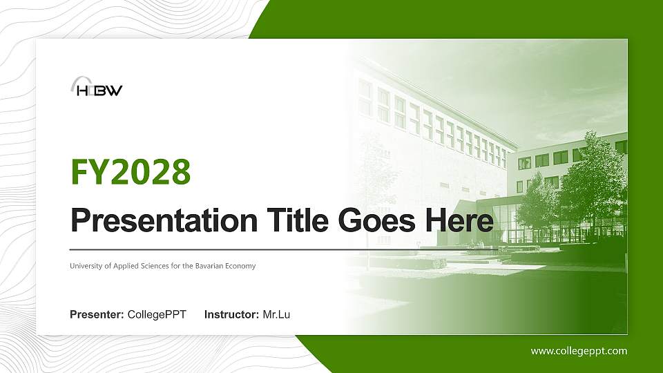 University of Applied Sciences for the Bavarian Economy Academic Presentation/Research Findings Report PPT Template16:9 ratio PPT effect preview image