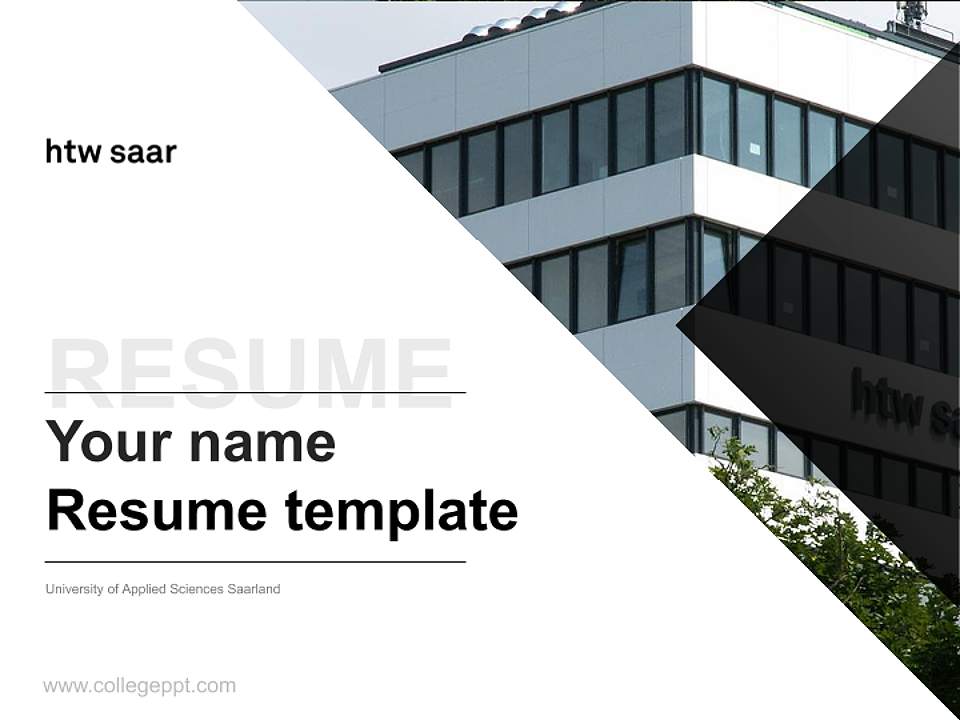 University of Applied Sciences Saarland Resume PPT Template4:3 ratio PPT effect preview image5