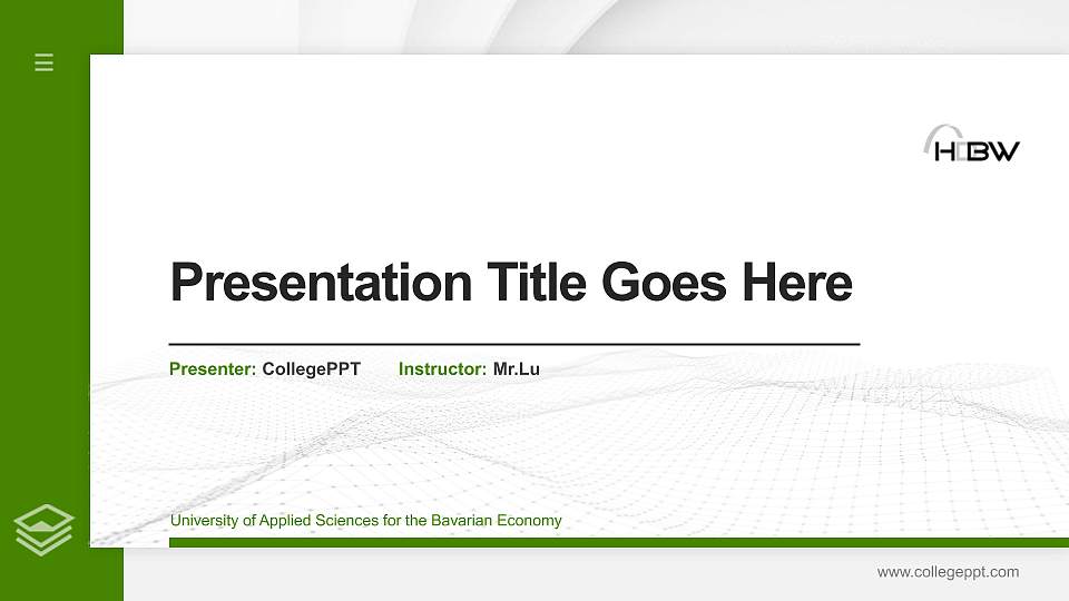 University of Applied Sciences for the Bavarian Economy Thesis Proposal/Graduation Defense PPT Template16:9 ratio PPT effect preview image