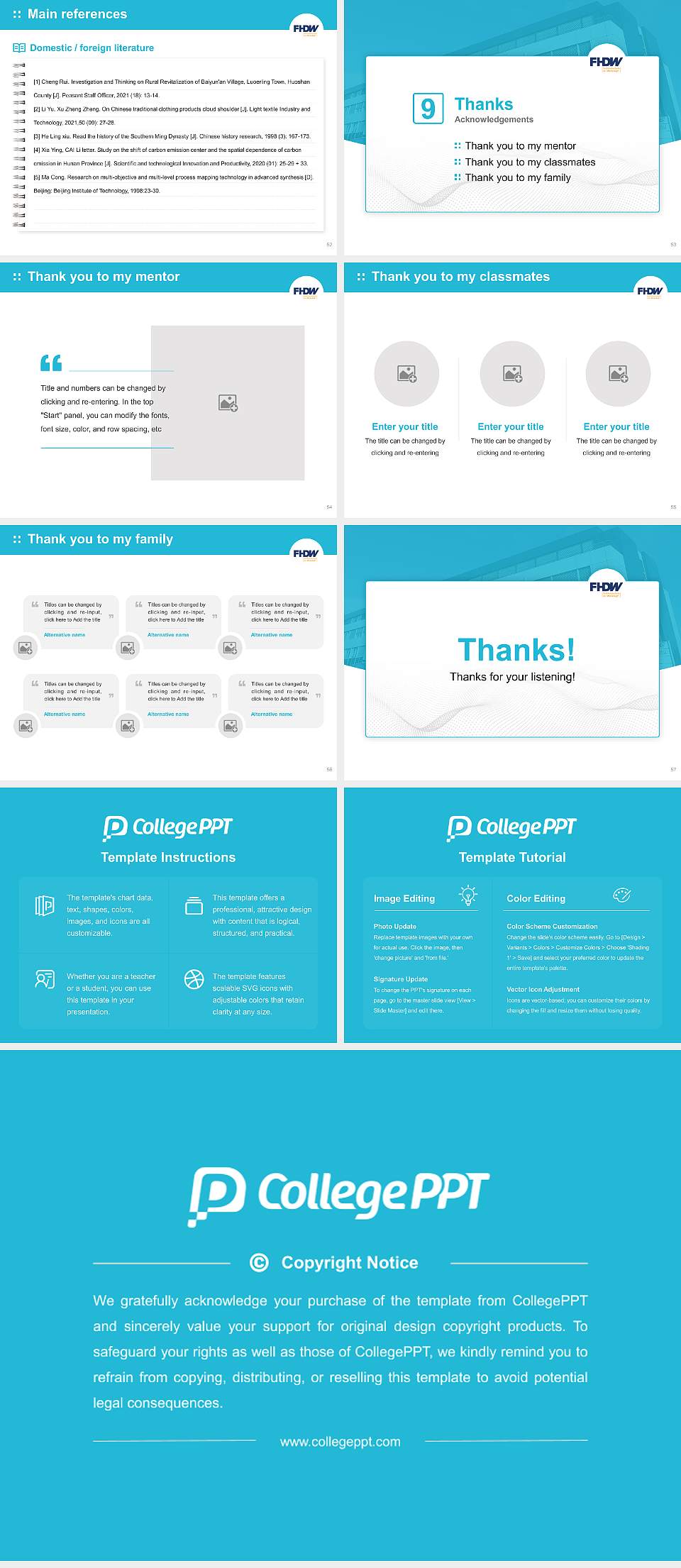 University of Applied Sciences for Business – Bielefeld campus Graduation Thesis Defense PPT Template4:3 ratio PPT effect preview image7