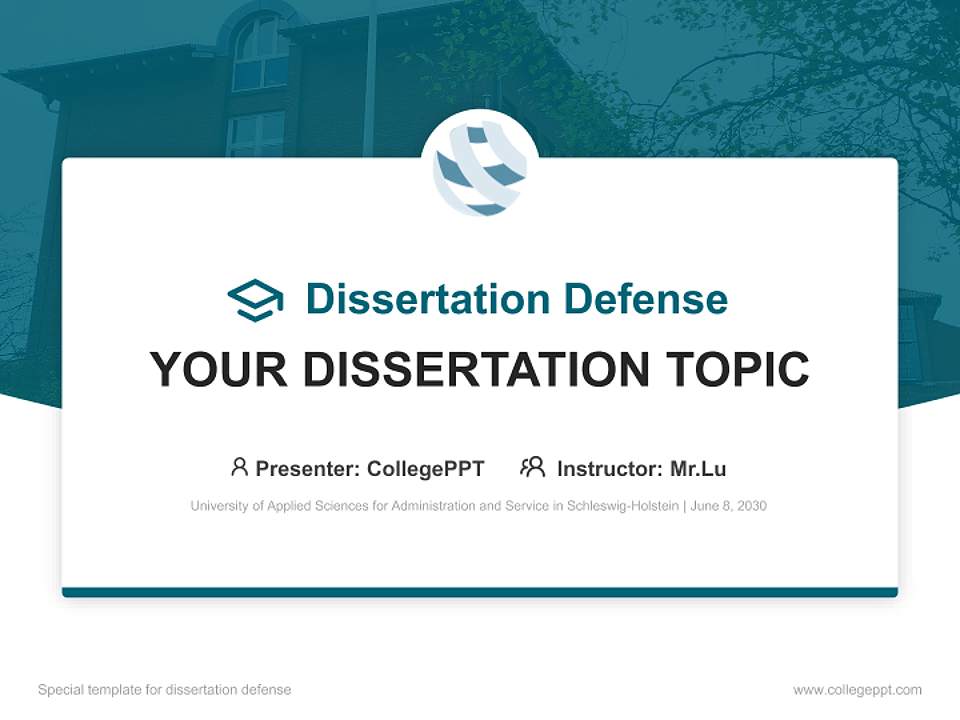 University of Applied Sciences for Administration and Service in Schleswig-Holstein Graduation Thesis Defense PPT Template4:3 ratio PPT effect preview image7