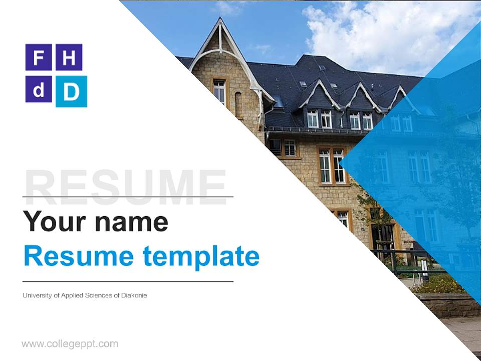 University of Applied Sciences of Diakonie Resume PPT Template4:3 ratio PPT effect preview image5
