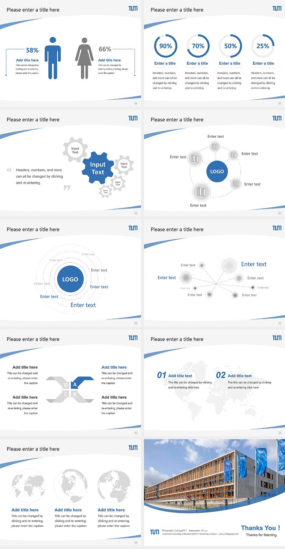 Technical University of Munich – Straubing campus Course/Courseware Creation PPT Template4:3 ratio PPT effect preview image4