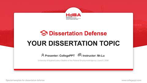 University of Applied Labour Studies of the Federal Employment Agency Graduation Thesis Defense PPT Template