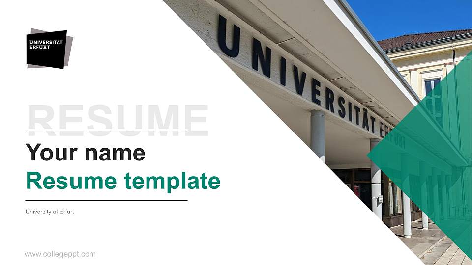 University of Erfurt Resume PPT Template16:9 ratio PPT effect preview image