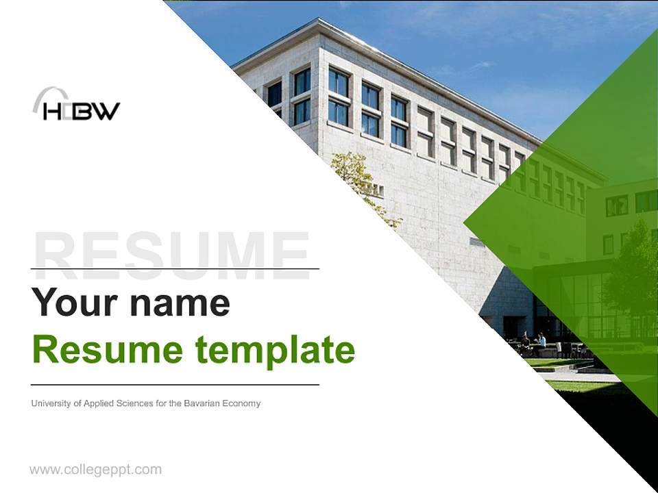 University of Applied Sciences for the Bavarian Economy Resume PPT Template4:3 ratio PPT effect preview image5